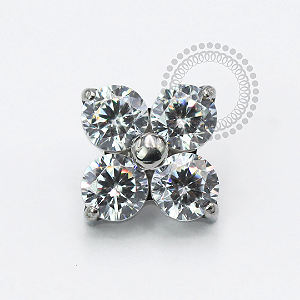 TN1776 Topo Trevo 4 Folhas CZ Titânio ASTM F-136