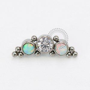 TN1792 Topo Mini Cluster CZ e Opalas Esferas Titânio ASTM F-136