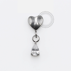 TN1800 Topo Coração Pingente Gota CZ Titânio ASTM F136