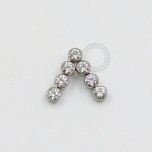 TN222 Topo V 7 Pedras CZ Titânio ASTM F136