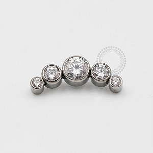 TN256 Topo Cluster 5 Pedras CZ Titânio ASTM F136