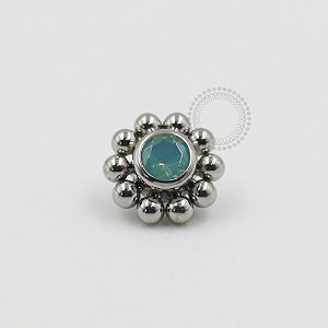 TN257 Topo Sol Opalite Green Sintética Titânio ASTM F136