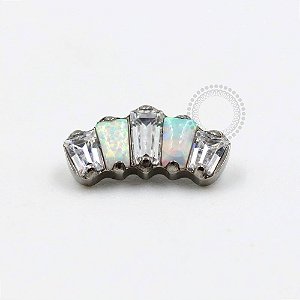 TN303 Topo Cluster Baguettes CZ e Opala Titânio ASTM F136