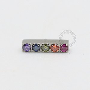 TN406 Topo Barra 5 CZ Rainbow Titânio ASTM F136