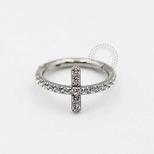 TN437 Segmento Cruz Cravejado Titanio ASTM F136