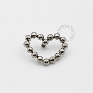 TN443 Topo Coração Esferas Vazadas  Titânio ASTM F136