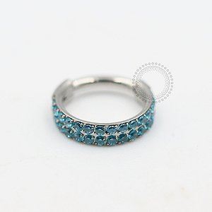 TN478 Segmento Cravejado Duplo Azul Titânio ASTM F136