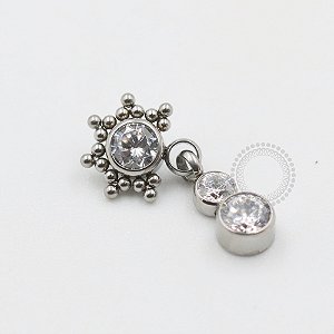 TN488 Topo Pendulo CZ e Esfera Pingente Titânio ASTM F136