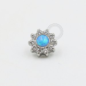 TN505 Topo Flor CZ Miolo Opala Sintética Titânio ASTM F136