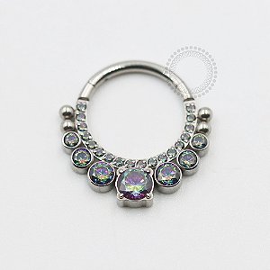 TN510 Segmento Frontal Cravejado 7 CZ Esferas Titânio ASTM F136