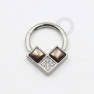 TN511 Segmento Frontal V Abalone CZ Titânio ASTM F136