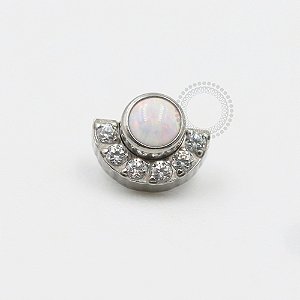 TN516 Topo Opala Meio Circulo CZ Titânio ASTM F136