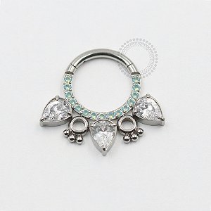 TN530 Segmento Gotas CZ Opalite Green TitânioASTM F136