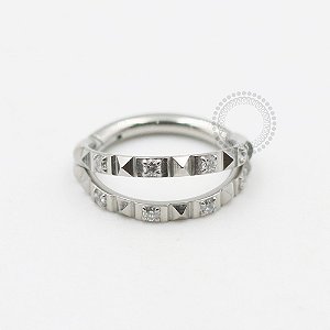 TN579 Segmento Decorado Duplo CZ Titânio ASTM F136