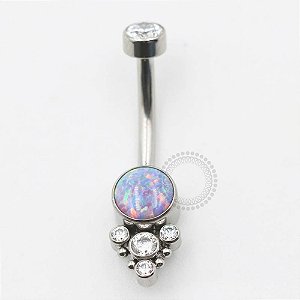 TN582 Navel Opala Sintética 4 CZ Titânio ASTM F136