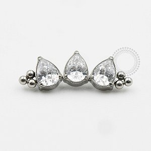 TN626 Topo Cluster 3 Gotas  CZ e Esferas Titânio ASTM F136