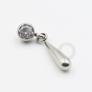 TN639 Topo CZ com Pingente Gota Titanio ASTM F136