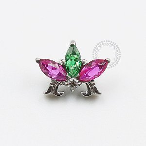 TN643 Topo  3 Navetes Pink e Verde Titânio ASTM F136