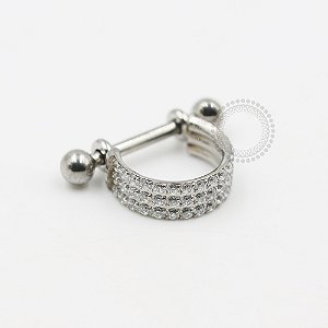 TN656 Piercing Haste Barbel Cravejado Triplo TitânioASTM F136