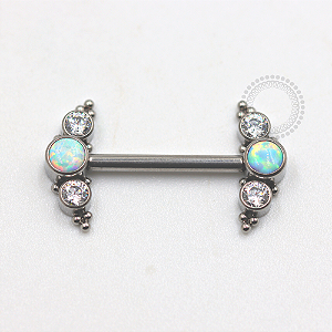 TN664 Nipple Cluster Opala  CZ Rosca Interna Unilateral Titânio ASTM F136