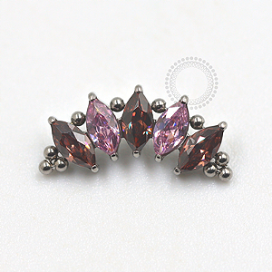 TN668 Topo Cluster Navetes Roxo e Rosê Titanio ASTM F136