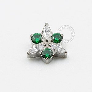 TN695 Topo Estrela Triangular CZ  Titanio ASTM F136