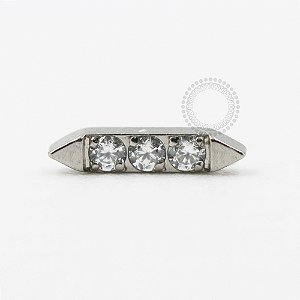 TN702 Topo Barra Duas Pontas CZ Titanio ASTM F136