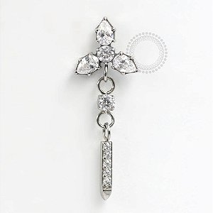 TN737 Topo Trevo com Pingente Barra CZ Titânio ASTM F136