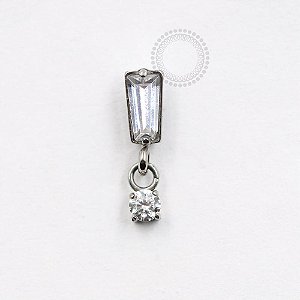 TN754 Topo Baguete e Pingente CZ Titânio ASTM F136