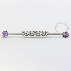 TN763 Transversal CZ Esferas Ametista Titânio ASTM F136