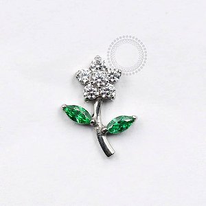 TN849 Topo Flor CZ com Caule Titânio ASTM F136