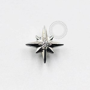 TN856 Topo Estrela 8 Pontas CZ Titânio ASTM F136