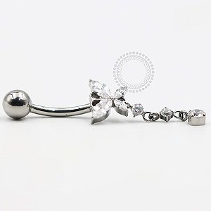 TN913 Navel Borboleta  Pingente CZ Titânio ASTM F-136