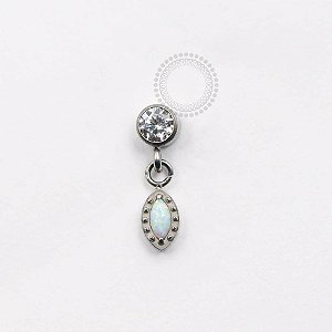 TN919 Topo CZ Pingente Navete Opala Titanio ASTM F136