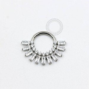 TN951 Segmento Frontal 8mm CZ Baguetes Titânio ASTM F136