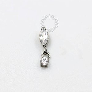 TN987 Topo Navete Vertical Pingente CZ Titânio ASTM F136