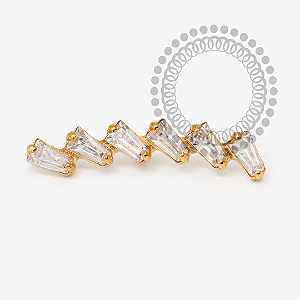 TN2028 Topo Cluster 6 Baguette CZ Titânio PVD Gold