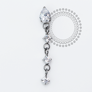 TN2038 Topo Pingente Gota CZ Titânio  ASTM F136