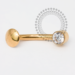 TN2041 Navel Floating CZ Frontal Push Pin Titânio PVD Gold