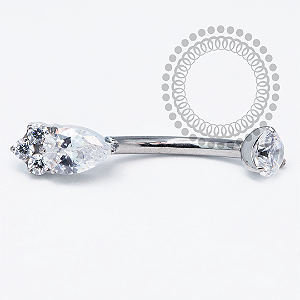 TN2056 Navel Gota Trinity CZ Titânio ASTM F136