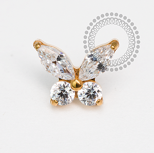 TN2074 Topo Borboleta Detalhada Titânio PVD Gold