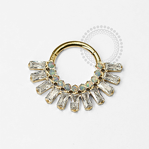 TN1239 Segmento Opala-CZ Baguettes Titânio PVD Gold