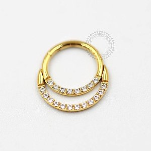TN205 Segmento CZ Double Line Titânio PVD Gold