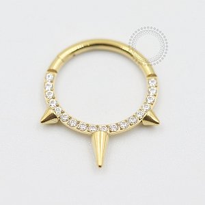 TN427 Segmento Spike CZ Titânio PVD Gold