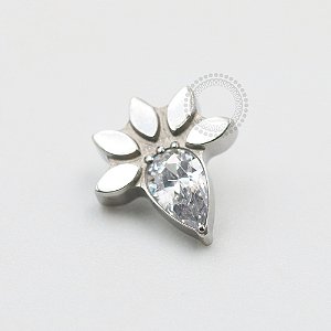 TN514 Topo Gota CZ Com Folhas Titânio ASTM F136 (