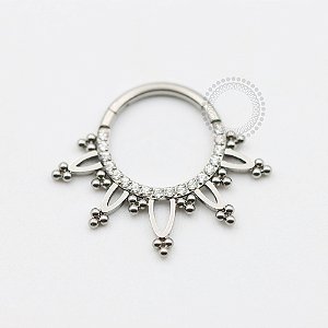 TN602 Segmento Frontal Cravejado 5 Aros Titânio ASTM F136