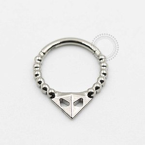 TN619 Segmento Frontal Decorado Triangular Titânio ASTM F136