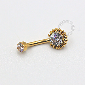 TN660 Navel Big Sol CZ Esferas Titânio PVD Gold