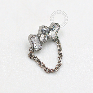 TN681 Topo 3 Baguetes CZ Corrente Titanio ASTM F136