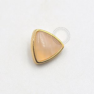 TN691 Topo Triangular Pedra Natural Titânio PVD Gold